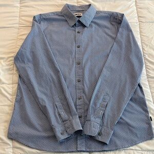 DKNY Men's Casual Blue Geometric Shirt